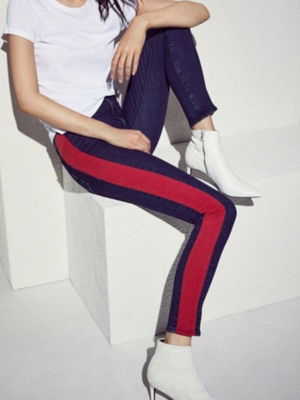 Rag & Bone Mazie Red Stripe Skinny Stretch Jeans Woman's Size 26